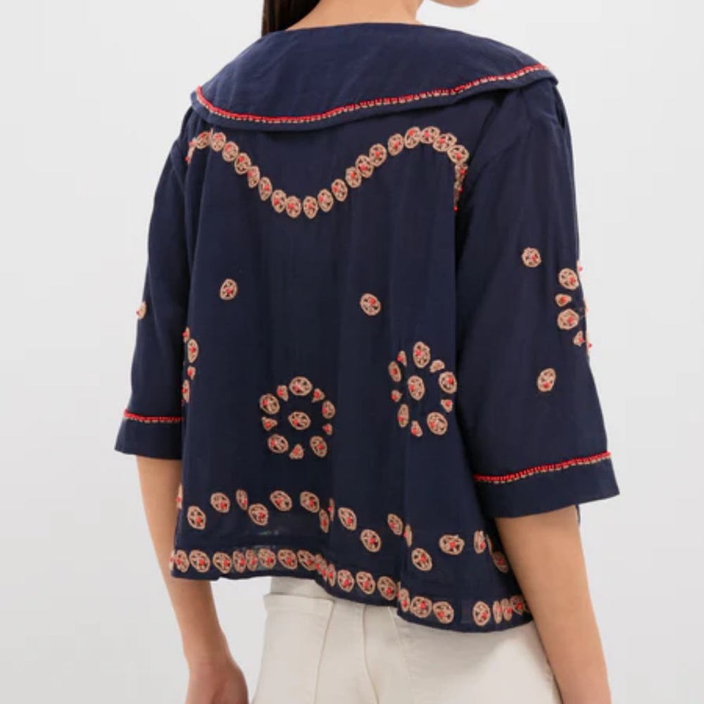 Tuckernuck, The Great, Navy Embroidered Top - Picture 5 of 5